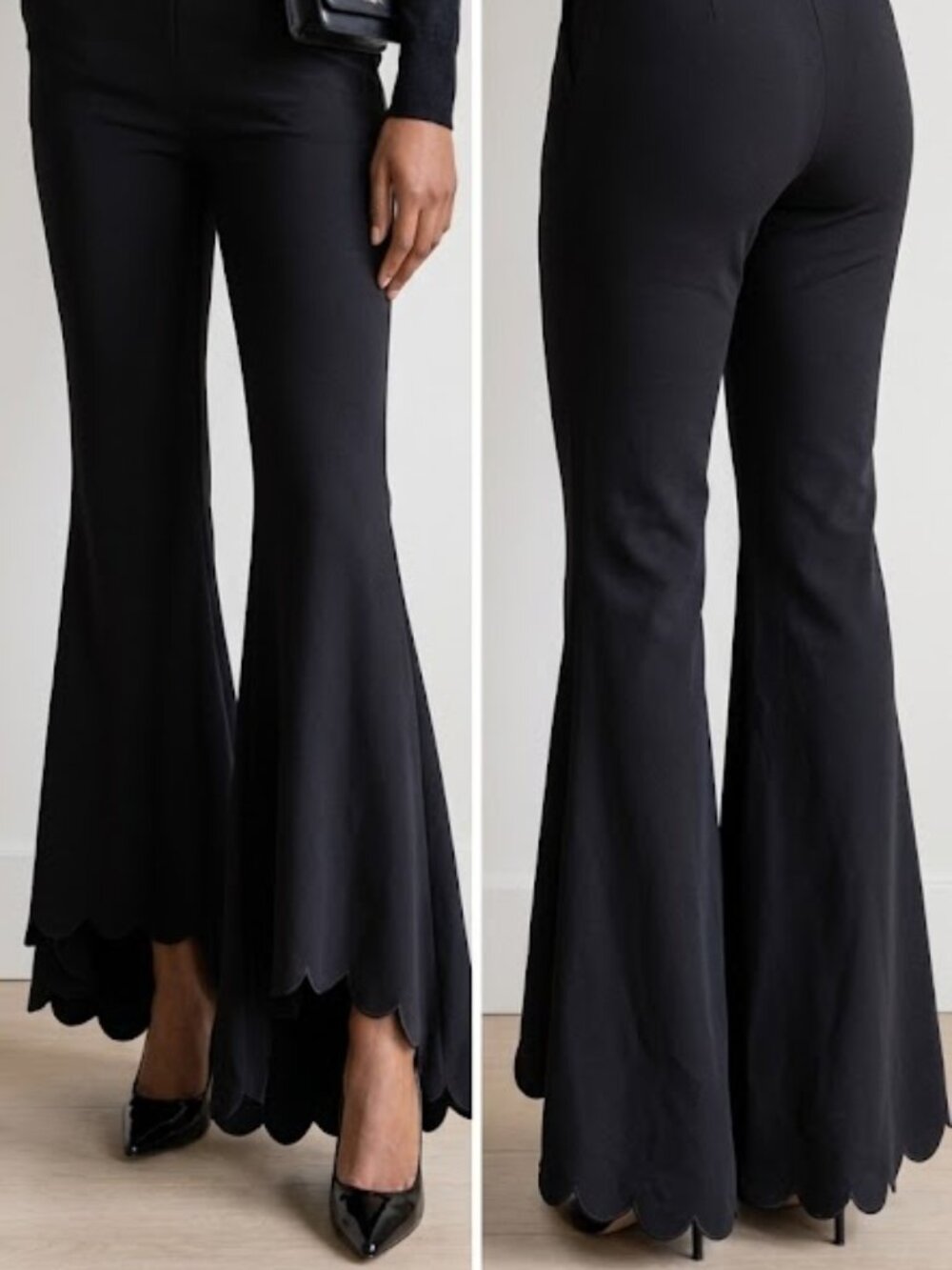 Rehab Black Scallop Hem Bell Bottom Flare Pants Night Out Womens Size Medium